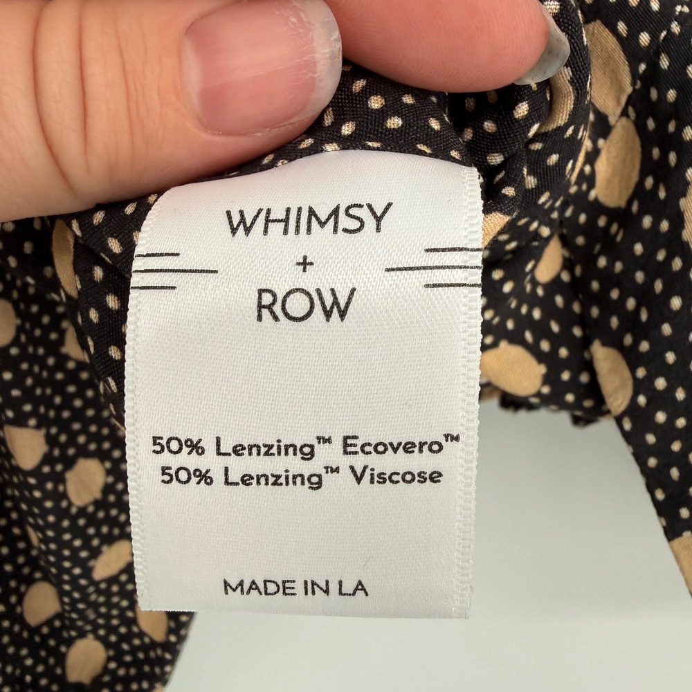 WHIMSY + ROW EDEN CROP TOP BLACK / BEIGE MEDIUM SMOCKED - Picture 6 of 9